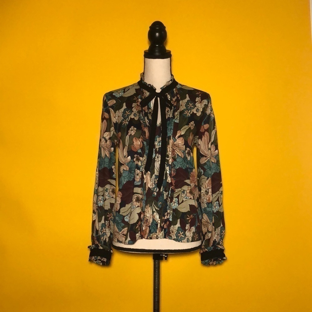 ZARA BASIC COLLECTION floral print blouse